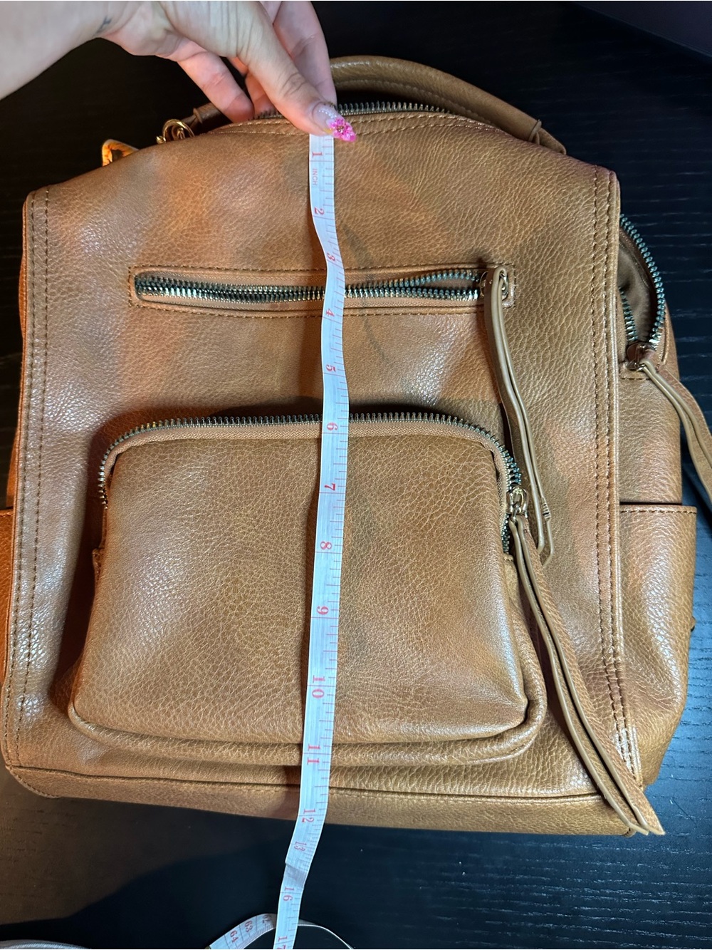 Tan Leather Backpack Convertable Strap - Picture 6 of 8